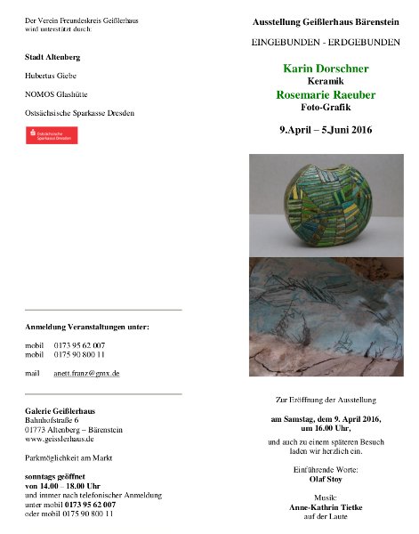 Ausstellung in Bärenstein 2016, Karin Dorschner